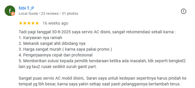 Review Bengkel Ac Mobil Tangerang 4