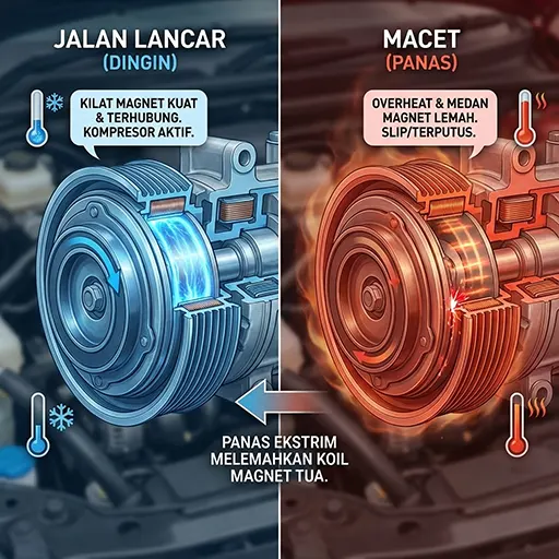 Mengapa AC Tiba-Tiba Panas Saat Macet, Tapi Dingin Saat Jalan Lancar